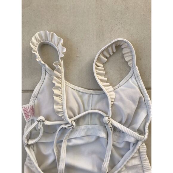 Xhilaration Swim One Piece Swimsuit Ribbed Ruffled Swimwear - Picture 6 of 10